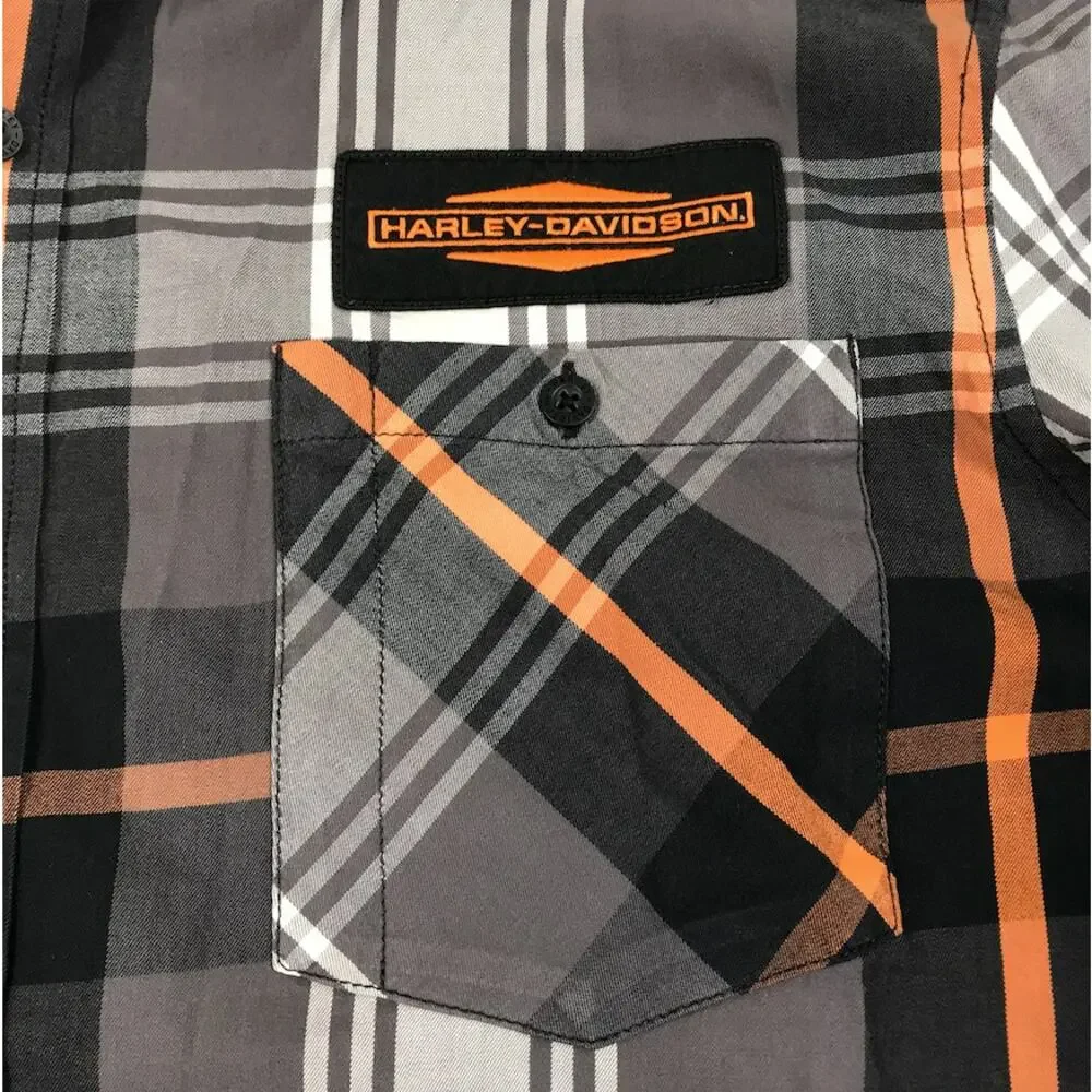 HARLEY-DAVIDSON Stacked Bar & Shield Long Sleeve Plaid Shirt 3XL Moto Biker NWOT